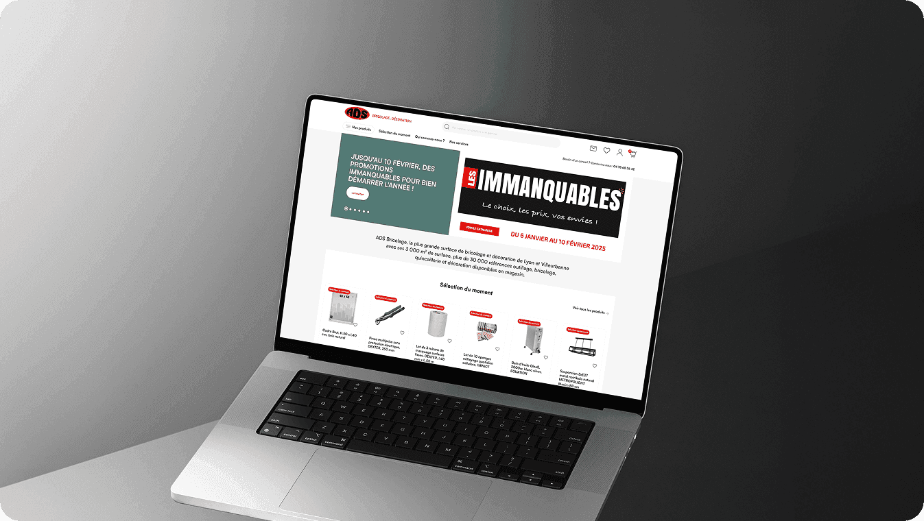 Page d’accueil du site d’e-réservation d’ADS Bricolage, magasin partenaire Weldom
