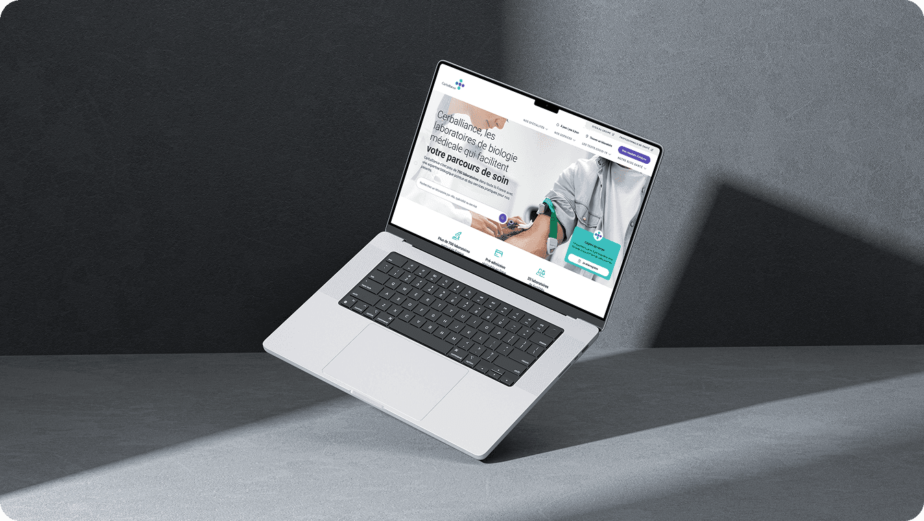 Page d’accueil d’un site du groupe Cerballiance, laboratoires d’analyses médicales