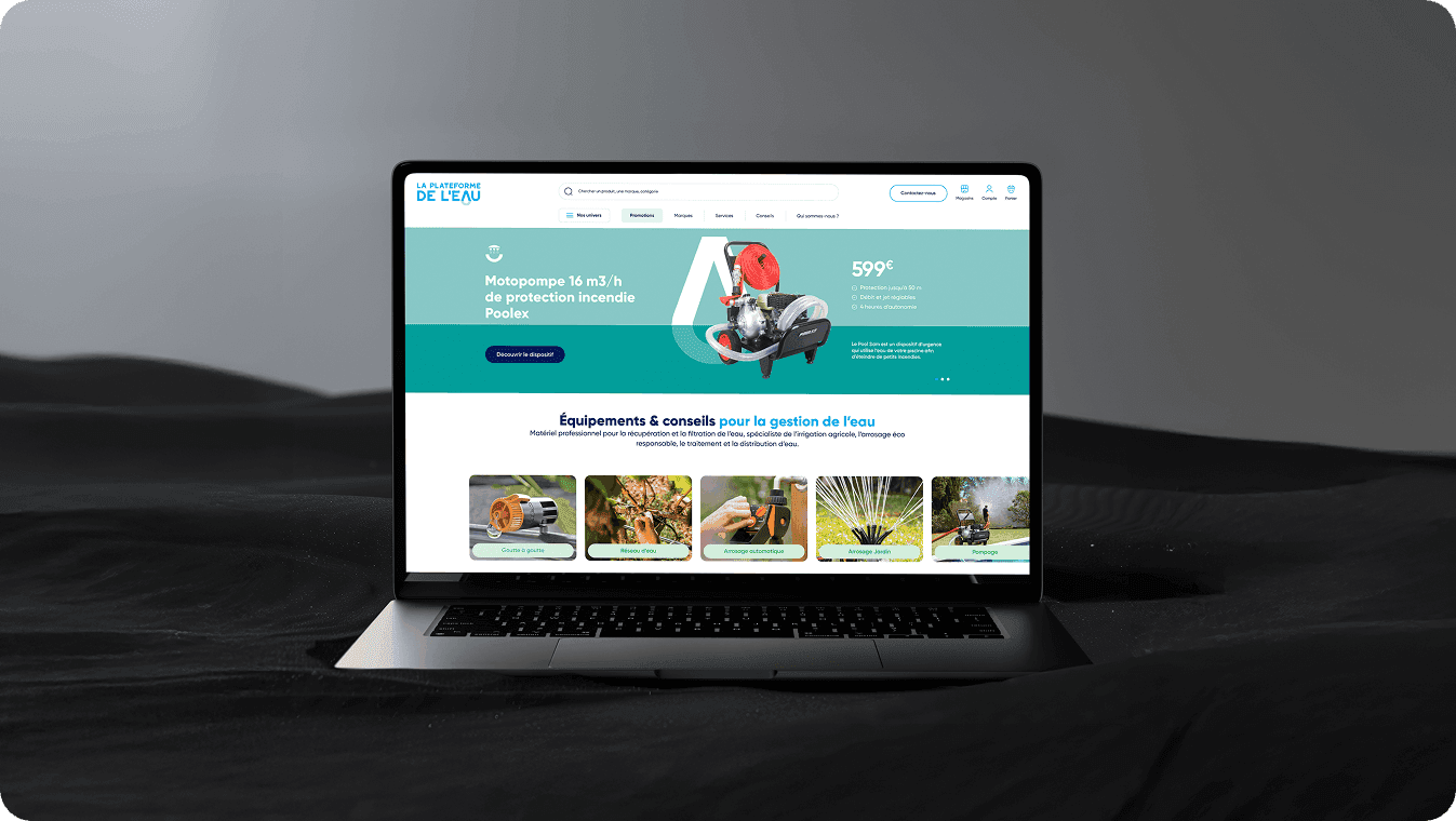 Page d’accueil de La plateforme de l’eau, la boutique en ligne de la Société du Canal de Provence