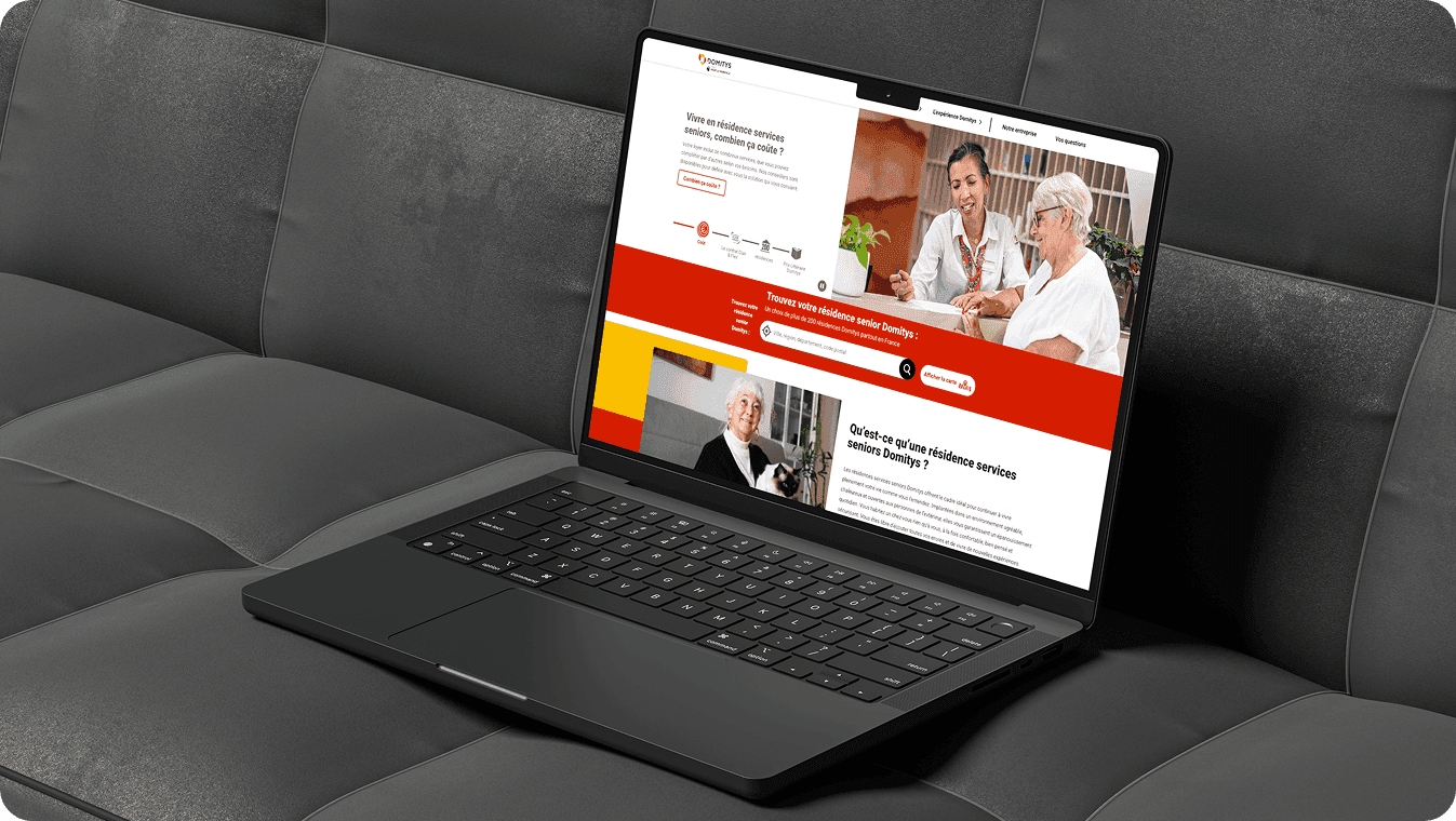 Interface de la plateforme Domitys, l’un des leaders des résidences seniors