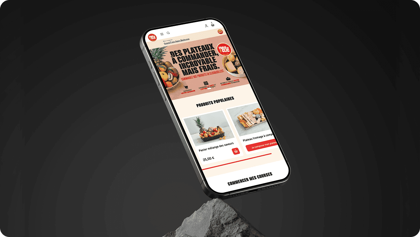 Site de commandes festives réalisé pour Prosol, pour les enseignes Grand Frais et Fresh